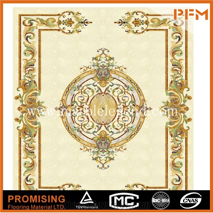 Golden Year Sunny Yellow Marble Beige Square Popular Style Cnc Cut Marble Flooring Medallion