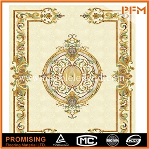 Golden Year Sunny Yellow Marble Beige Square Popular Style Cnc Cut Marble Flooring Medallion