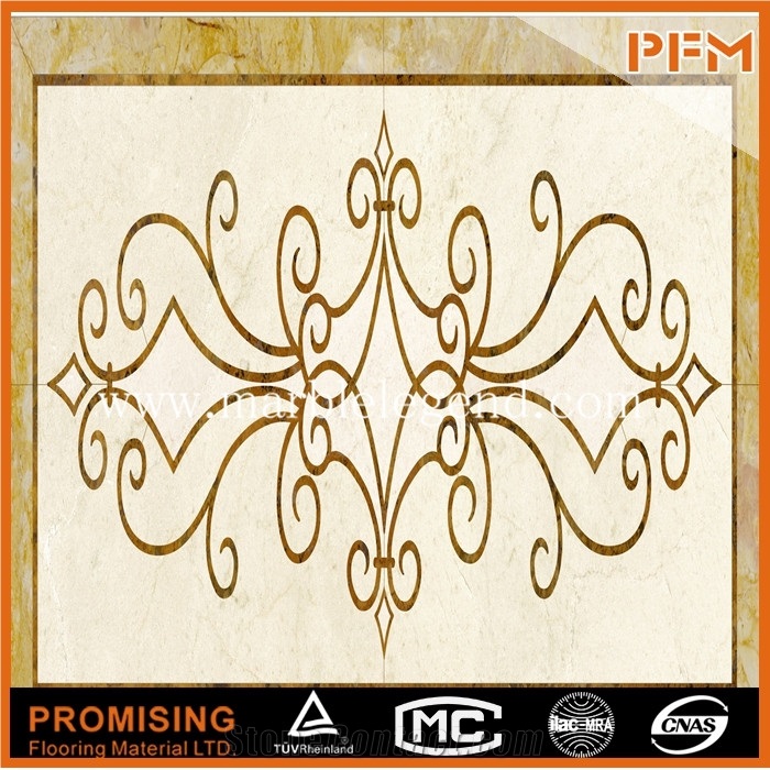 Hot Sale Golden Imperial Marble,Light Emperador,Crema Marfil Beige Marble Medallion Simple Marble Border Pattern