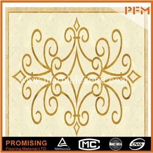 Hot Sale Golden Imperial Marble,Light Emperador,Crema Marfil Beige Marble Medallion Simple Marble Border Pattern