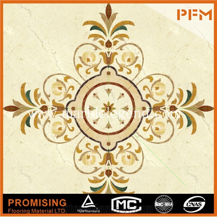 Hot Sale Golden Imperial Marble,Light Emperador,Crema Marfil Beige Marble Medallion Simple Marble Border Pattern