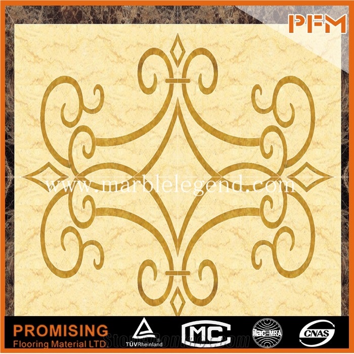 Hot Sale Golden Imperial Marble,Light Emperador,Crema Marfil Beige Marble Medallion Simple Marble Border Pattern