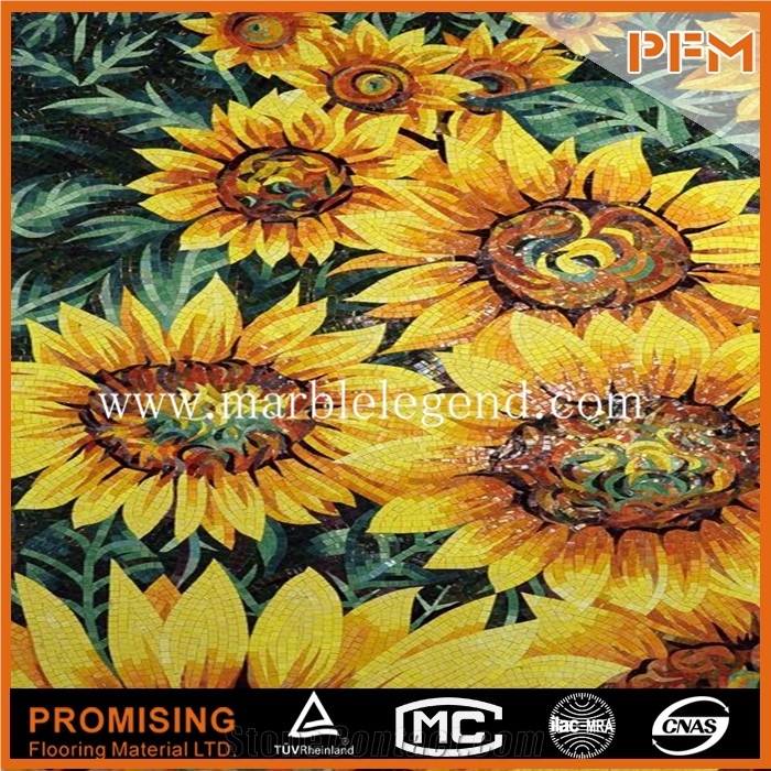 Hot Sale Mosaics Good Quality Oriental White Glass Mosaics Mosaics Patterns,Noble Swimming Pool Mosaic Pattern ,Sunflower Mosaic Pattern for Hand Cutting