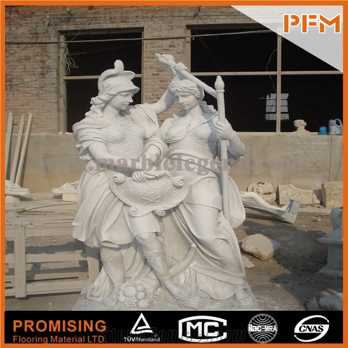 Hunan White Marble Sculptured Statue,Western European Customized Figure Human Hand Carving for Outdoor Garden