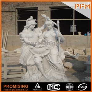 Hunan White Marble Sculptured Statue,Western European Customized Figure Human Hand Carving for Outdoor Garden