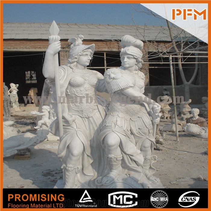Hunan White Marble Sculptured Statue,Western European Customized Figure Human Hand Carving for Outdoor Garden