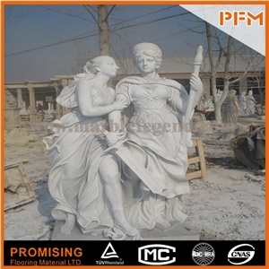 Hunan White Marble Sculptured Statue,Western European Customized Figure Human Hand Carving for Outdoor Garden
