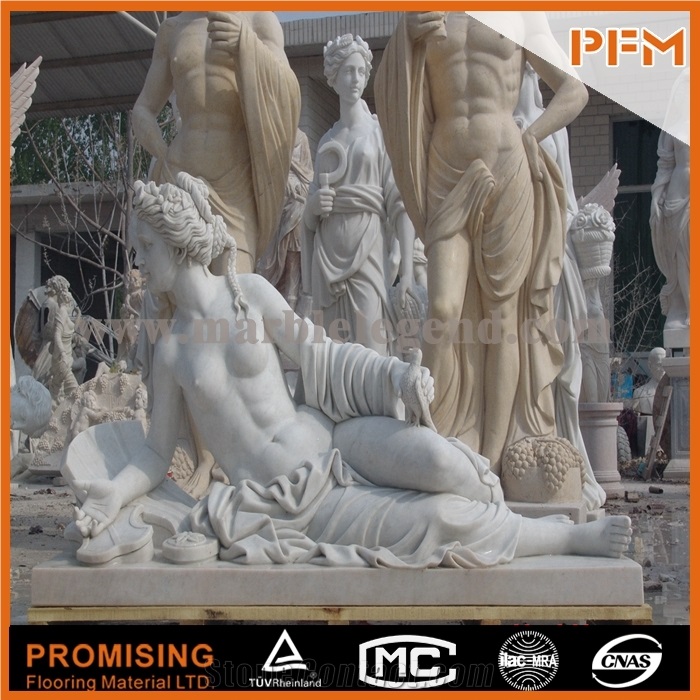 Hunan White Marble Sculptured Statue,Western European Customized Figure Human Hand Carving for Outdoor Garden