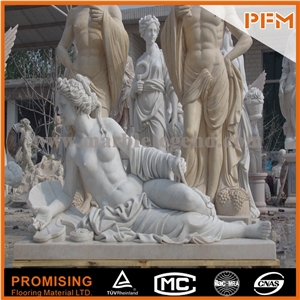 Hunan White Marble Sculptured Statue,Western European Customized Figure Human Hand Carving for Outdoor Garden