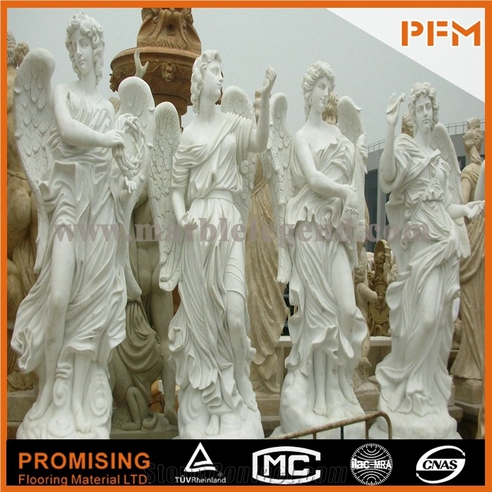 Hunan White Marble Sculptured Statue,Western European Customized Figure Human Hand Carving for Outdoor Garden