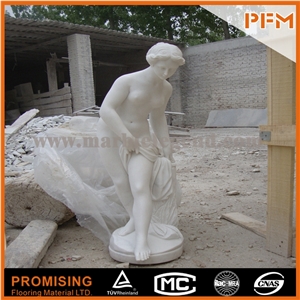Hunan White Marble Sculptured Statue,Western European Customized Figure Human Hand Carving for Outdoor Garden