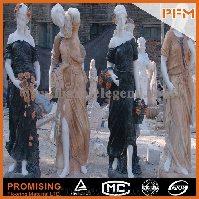 Mixed Color Marble Sculptured Statue /Western/European Customized Figure Human/Animal/ Hand Carving/For Outdoor/Garden