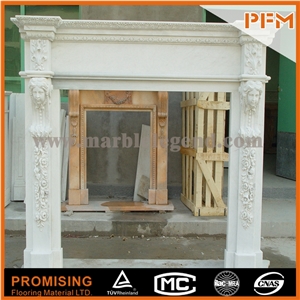 New Design / Western / European Customized Figure /Classy White Marble Hand Carving Sculptured Fireplace Mantel