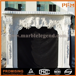 New Design / Western / European Customized Figure /Classy White Marble Hand Carving Sculptured Fireplace Mantel