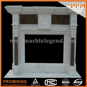 New Design / Western / European Customized Figure / Mixed Color Marble Hand Carving Sculptured Fireplace Mantel