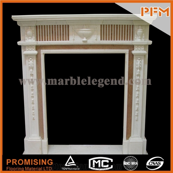 New Design / Western / European Customized Figure / Mixed Color Marble Hand Carving Sculptured Fireplace Mantel