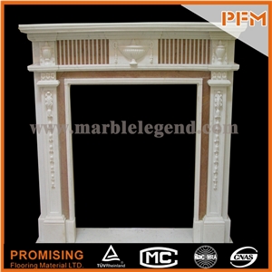 New Design / Western / European Customized Figure / Mixed Color Marble Hand Carving Sculptured Fireplace Mantel
