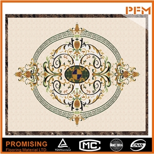 New Simple Design Pattern Marble Waterject Medallion Floor Covering Interior Decoration,Crema Marfil,Dark Emperador,Sunny Gold Marble Medallion