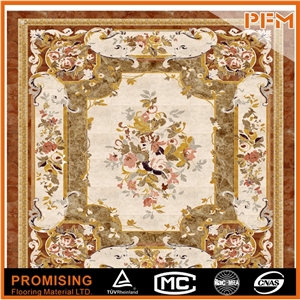 Popular Style among European Countries Customize Square Beige Large Flooring Water Ject Medallion