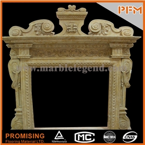 Sunny Marble,New Design Western European Customized Figure,Classic Beige Marble Hand Carving Sculptured Fireplace Mantel Sunny Marble,New Design Western European Customized Figure,Classic Beige Marble Hand Carving Sculptured Fireplace Mantel