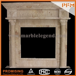 Sunny Marble,New Design Western European Customized Figure,Classic Beige Marble Hand Carving Sculptured Fireplace Mantel