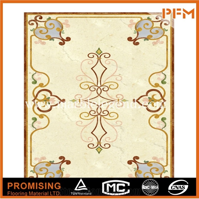 Sunny Yellow Marble,Light Emperador,India Green,Onyx Green Square Simple Flower Pattern Water Ject Medallion