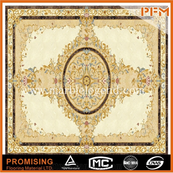 Sunny Yellow Marble,Light Emperador,India Green,Onyx Green Square Simple Flower Pattern Water Ject Medallion