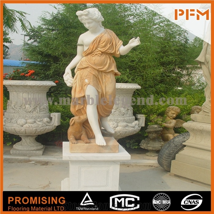 Yellow Marble Sculptured Statue /Western/European Customized Figure Human/Animal/ Hand Carving/For Outdoor/Garden