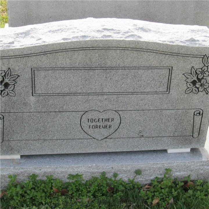 Double Upright Markers, Mount Airy White Granite Monument & Tombstone