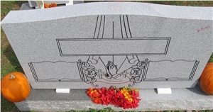 Double Upright Markers, Mount Airy White Granite Monument & Tombstone