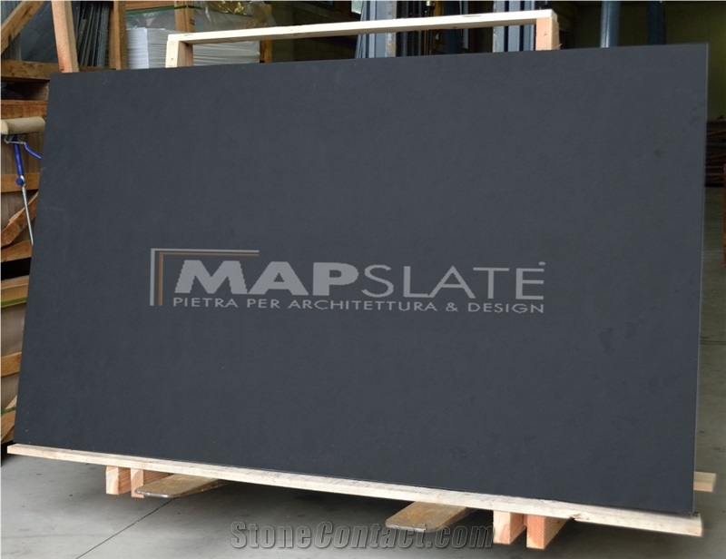 Ardesia Fontanabuona Black Slate Slabs