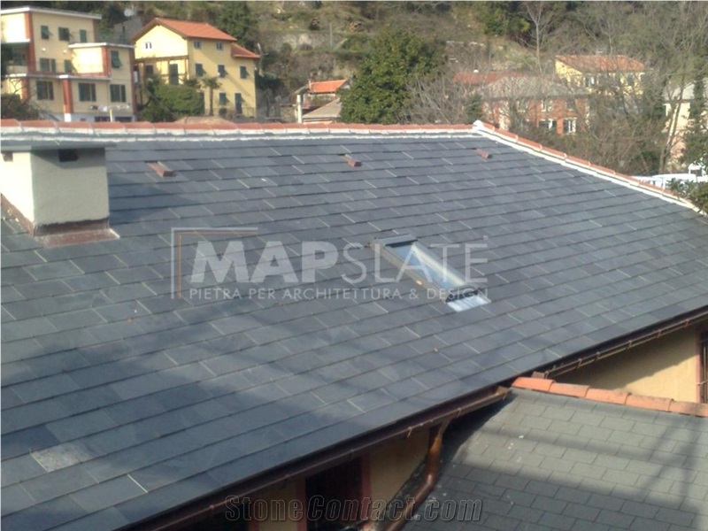 Ardesia Fontanabuona Black Slate Slabs