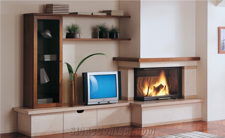 Fireplace Amburgo Palazzetti with Marmo Bianco Mediterraneo