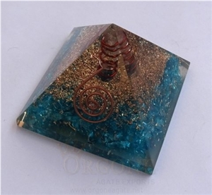 Blue Orgone Energy Pyramid Orgonite Blue Pyramid (With Crystal Point) Crystal Stone Pyramid