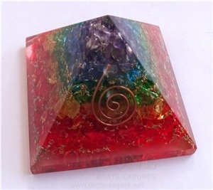 Chakra Layer Onyx Orgone Energy Pyramid, Orgonite Pyramid, Pyramid Meditation