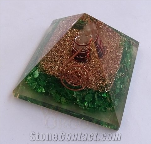 Green Orgone Energy Pyramid Orgonite-Orgone Energy Green Pyramid (With Point) Orgone Healing
