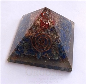 Lapis Lazuli Orgone Pyramid Orgonite Lapis Lazuli Pyramid (With Crystal Point) Orgone Healing Product