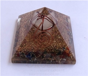 Mix Chakra Stone Orgone Pyramid with Crystal Markaba Orgonite Chakra Stone Pyramid Healing Pyramid