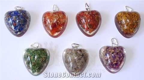 Orgone Heart Pendant Chakra Set Chakra Orgonite Heart Pendant Set Chakra Wholesale Sets