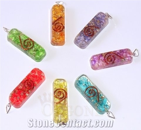 Orgone Onyx Pipe Chakra Pendant Set Orgone Pendant-Orgonite Pendant-Orgone Energy Pendant Wholesale-Orgonite
