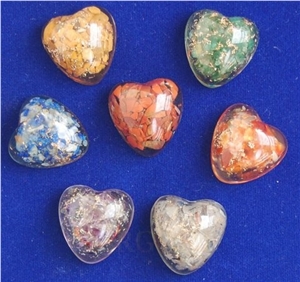 Orgone Puffy Heart Chakra Set Orgone Sets-Orgonite Heart Sets- Orgone Energy Pendant Agate Orgonite Sets