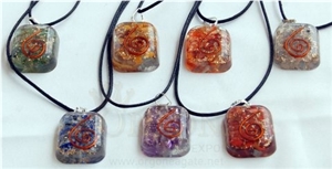 Orgone Rounded Square Chakra Pendant Set Orgonite Set-Orgone Set-Orgone Energy Pendant Orgone Chakra Set