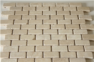 Ivory Tumbled Brick Mosaic Travertine Ivory Tumbled Brick Mosaic Travertine