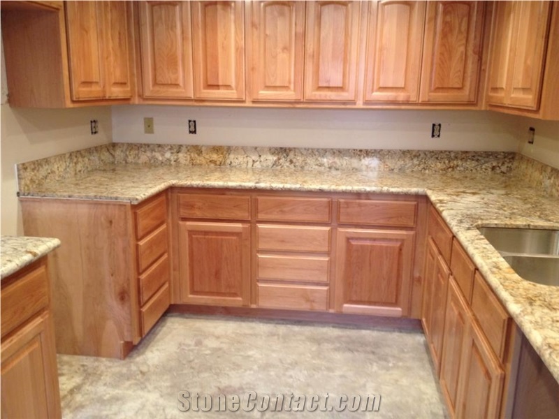 Golden Colonial Granite Countertops, Yellow Brazil Kitchen Countertop