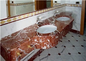 Red Ice Marble Bathroom Top