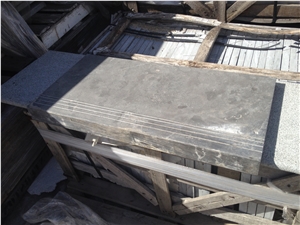 Grey Limestone Honed over Hanging Step Tread, Stairs & Steps, Stair Risers
