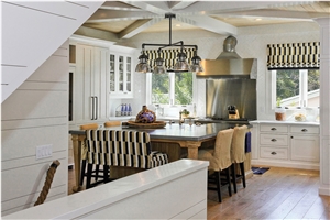 Bianco Lasa Classico Marble Bench Top and Floresta Soapstone Island Top