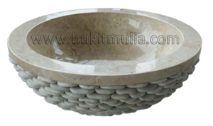Indonesia Round White Marble Stone Sinks & Basin
