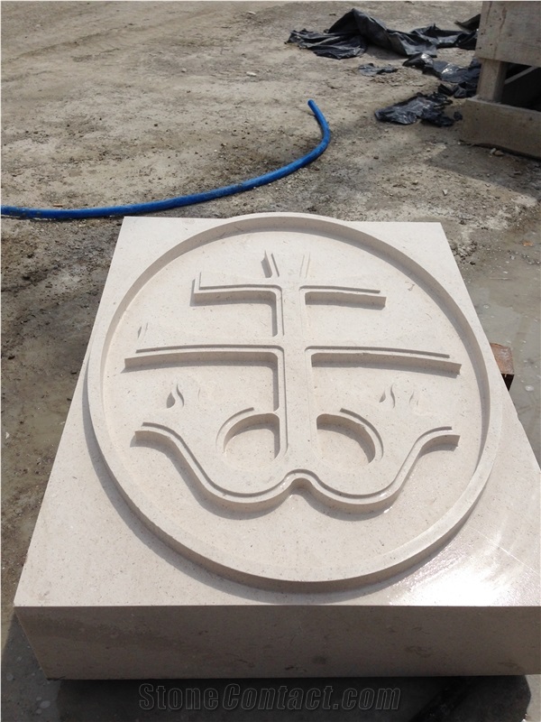 Maljat Limestone Carved Cross, Church Building Ornaments