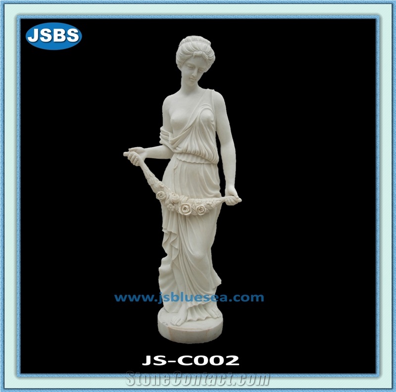 Cream Yellow Marble Girl Statue